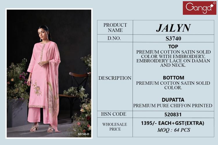 Ganga Jalyn 3740 catalog mumbai wholesale salwar kameez