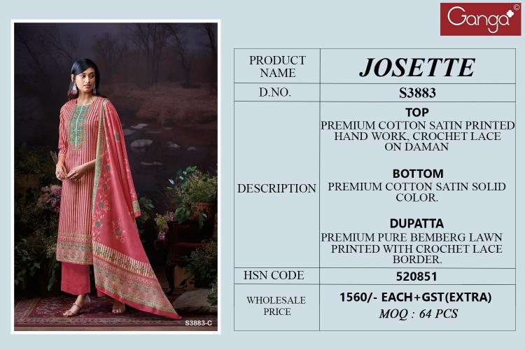 Ganga Josette 3883 catalog salwar kameez dealers in surat