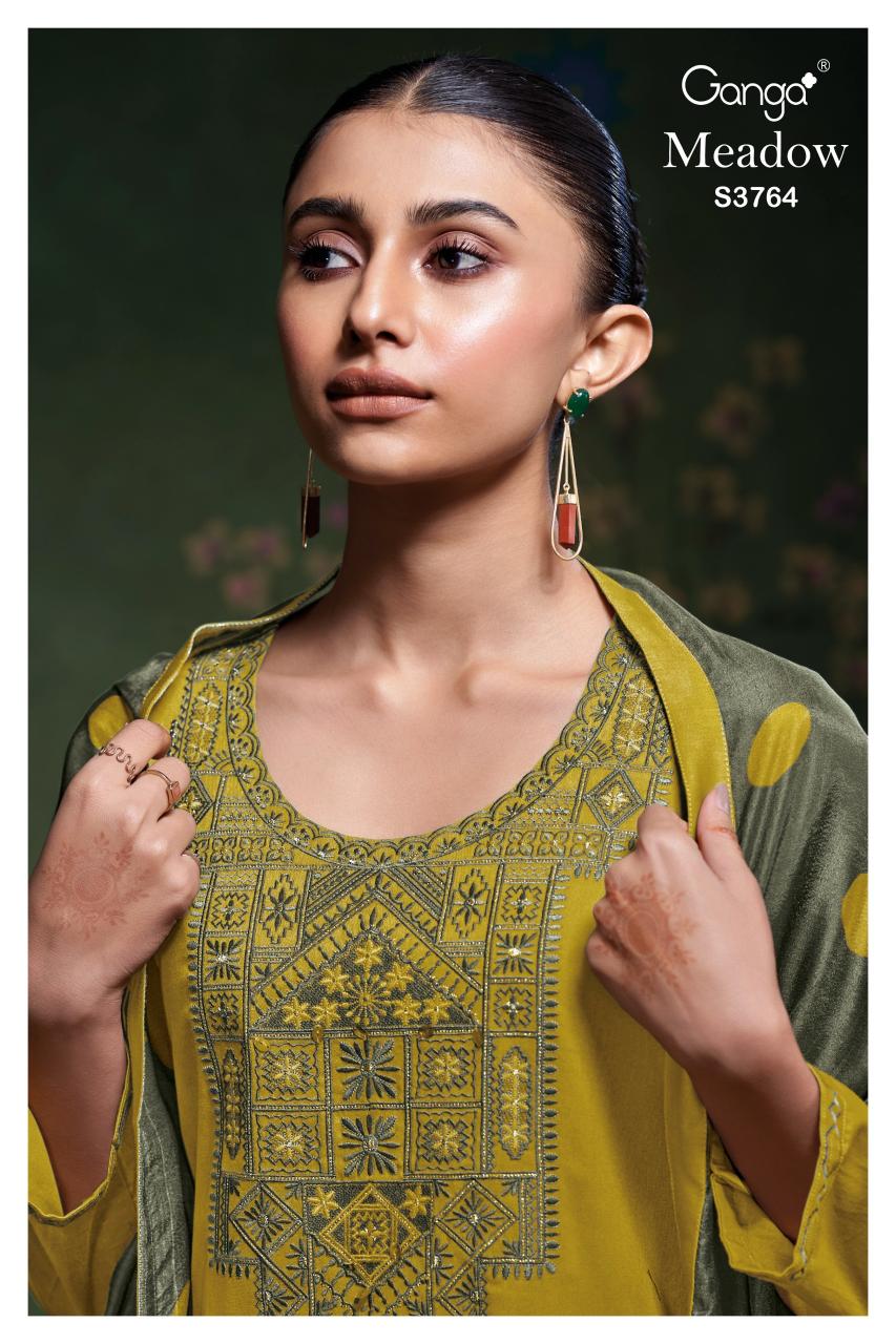 Ganga Meadow 3764 catalog unstitched salwar kameez wholesalers in india