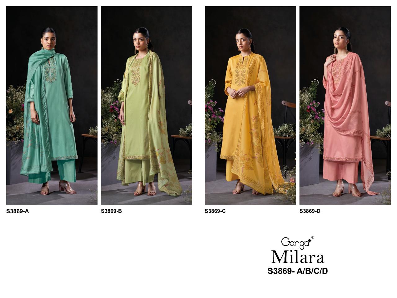 Ganga Milara 3869 catalog salwar kameez wholesale surat