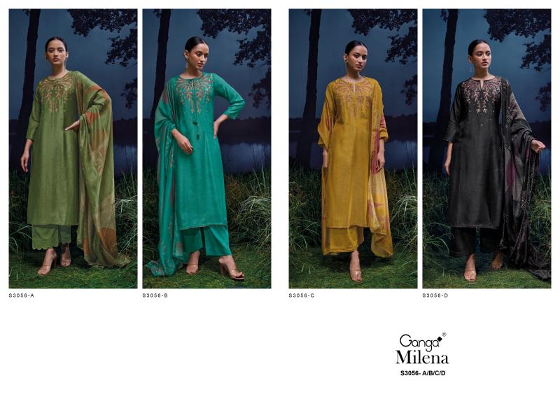 Ganga Milena 3056 catalog salwar kameez manufacturers surat