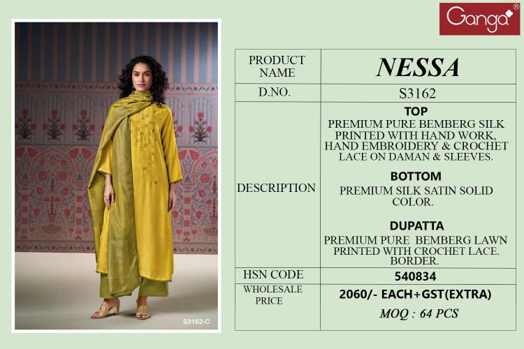 Ganga Nessa 3162 catalog salwar kameez india wholesale
