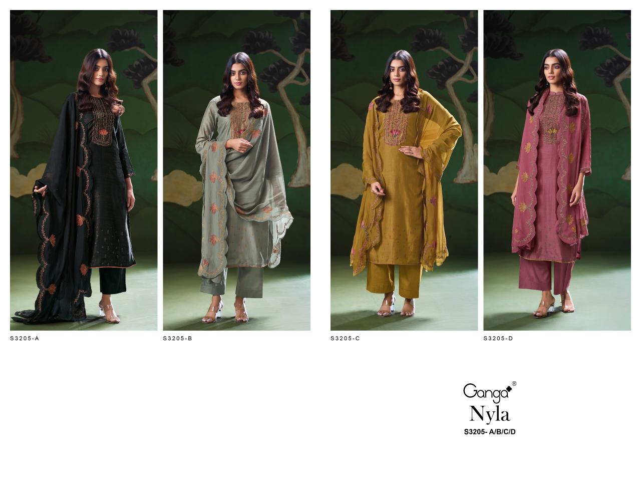 Ganga Nyla 3205 catalog wholesale dealers in salwar kameez surat