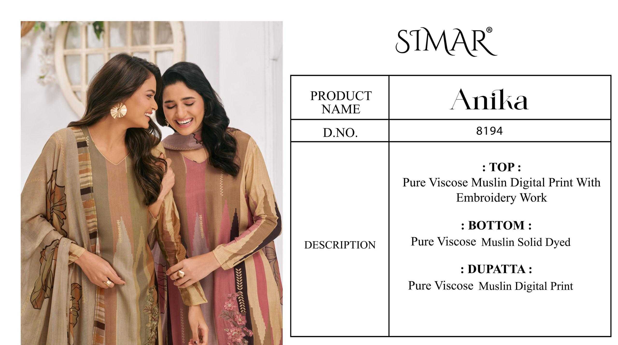 Glossy Simar Anika catalog wholesale ladies salwar kameez