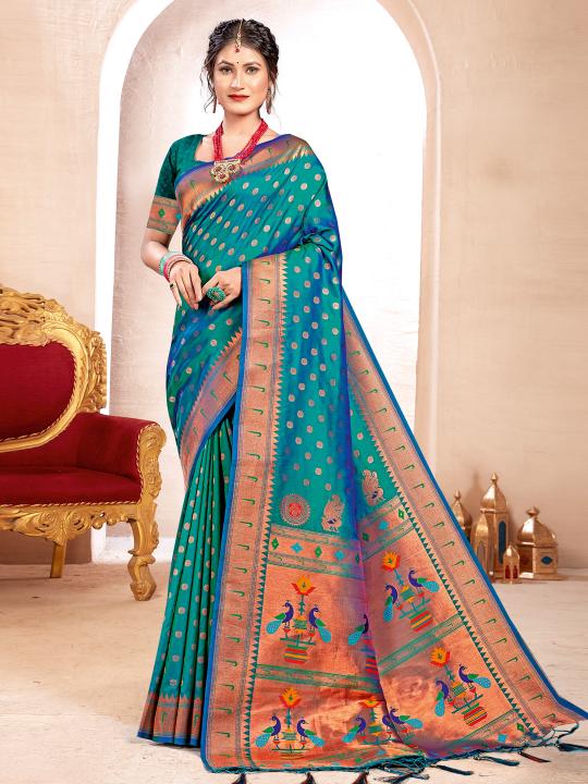 Kavita by astita fancy designer Paithani silk fabric saree wholesale