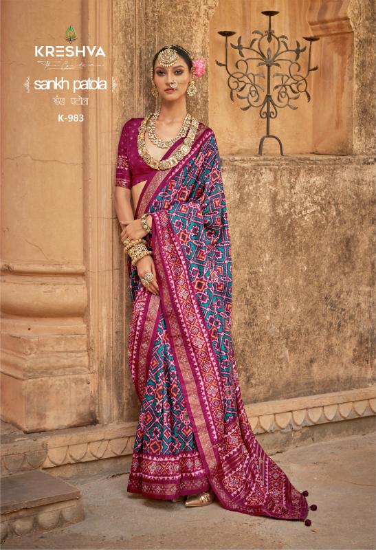 Kreshva Sankh Patola catalog surat fabric sarees