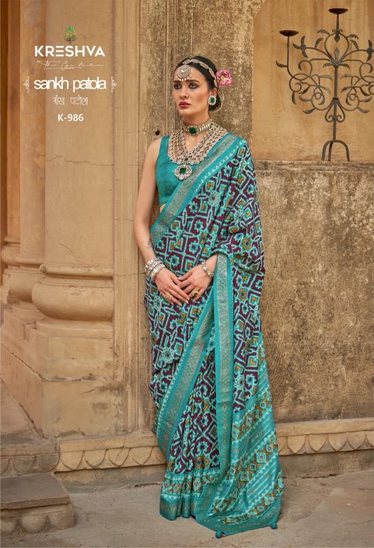 Kreshva Sankh Patola catalog surat fabric sarees