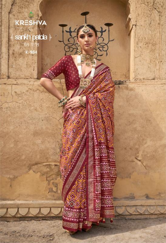 Kreshva Sankh Patola catalog surat fabric sarees