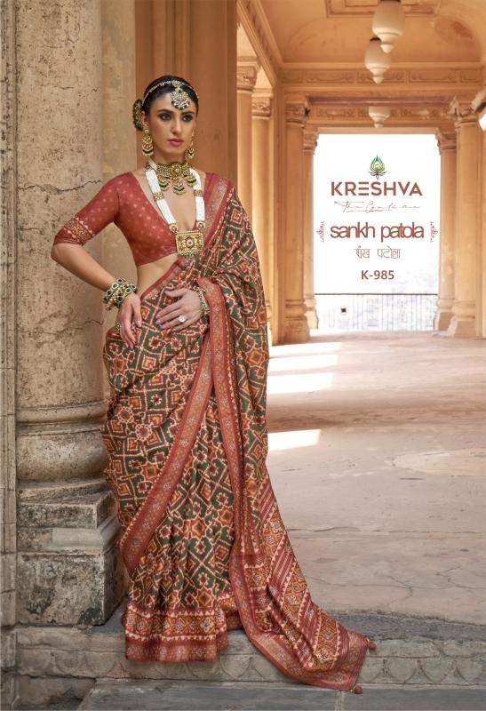 Kreshva Sankh Patola catalog surat fabric sarees