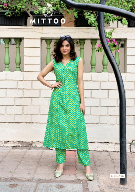 Mittoo Saffron catalog co ord set for women wholesale