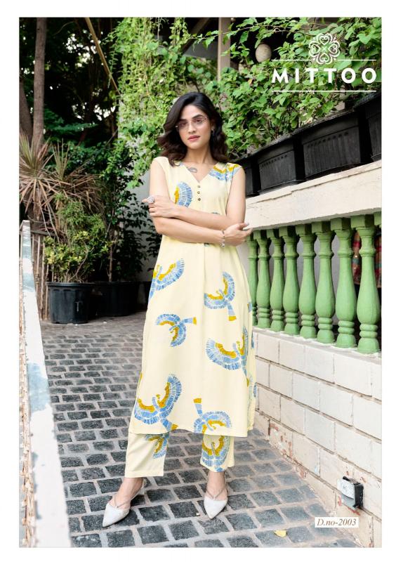 Mittoo Saffron catalog co ord set for women wholesale