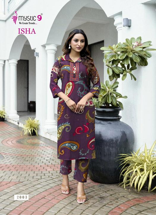 Mystic 9 Isha vol 2 catalog co ord set manufacturers in surat