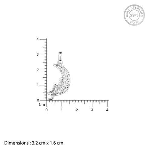 Nitya Oxidised Silver Unwind Moon Pendant with Box Chain