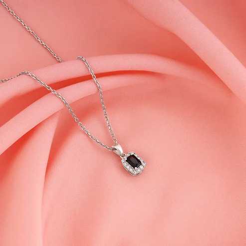 Nitya Silver Black Opulence Pendant With Link Chain