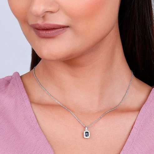 Nitya Silver Black Opulence Pendant With Link Chain