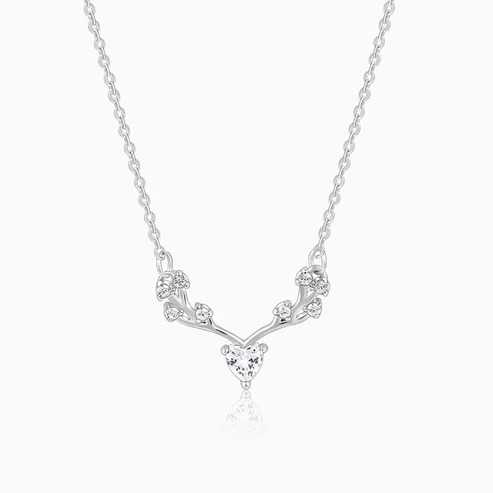 Nitya Silver Deer Heart Zircon Necklace 