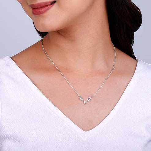 Nitya Silver Deer Heart Zircon Necklace 
