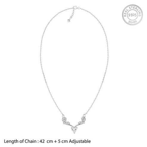 Nitya Silver Deer Heart Zircon Necklace 