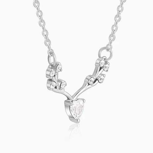 Nitya Silver Deer Heart Zircon Necklace 