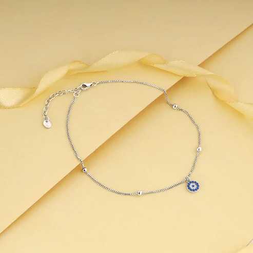 Nitya Silver Evil Eye Charm Anklet