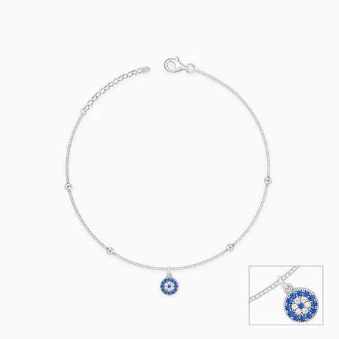 Nitya Silver Evil Eye Charm Anklet