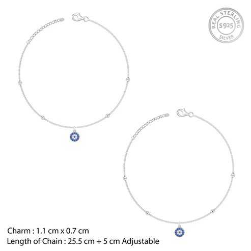 Nitya Silver Evil Eye Charm Anklet