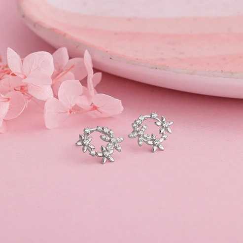 Nitya Silver Flower Wreath Stud Earrings