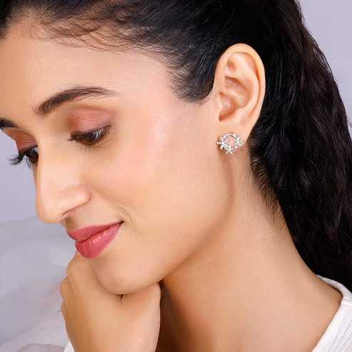 Nitya Silver Flower Wreath Stud Earrings