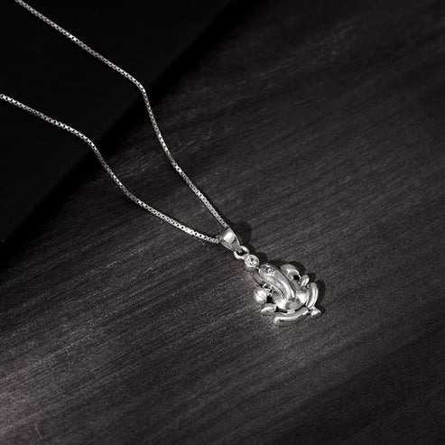 Nitya Silver Ganapathi Pendant with Link Chain For Him