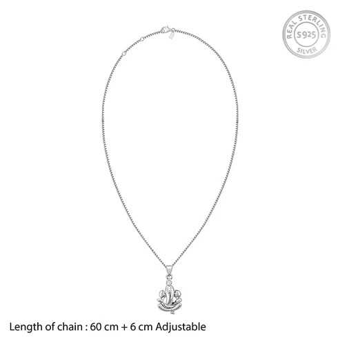 Nitya Silver Ganapathi Pendant with Link Chain For Him