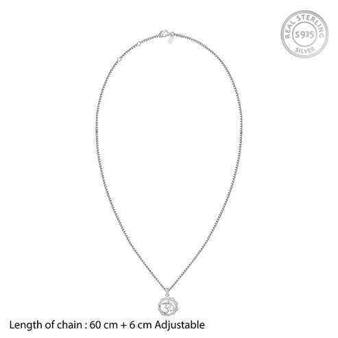 Nitya Silver Graceful Om Pendant With Box Chain For Him