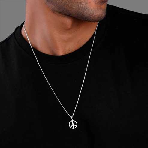 Nitya Silver Heavenly Peace Pendant With Box Chain For Him