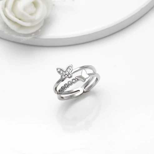 Nitya Silver Layered Butterfly Ring