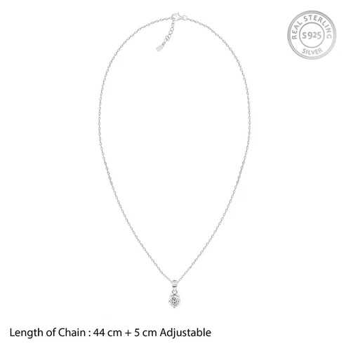 Nitya Silver Mini Solitaire Pendant with Link Chain