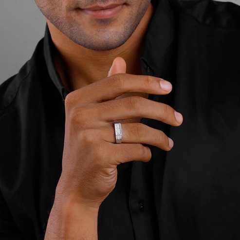 Nitya Silver Modern Simplicity Ring For Him 