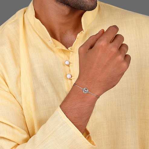 Nitya Silver Om Sphere Bracelet Rakhi