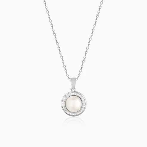 Nitya Silver Pearl Pendant with Link Chain