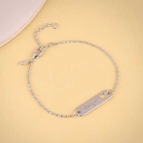 Nitya Silver Personalised Cosy Heart Bracelet