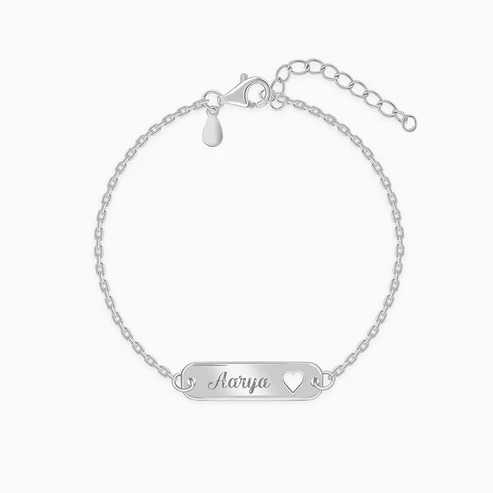 Nitya Silver Personalised Cosy Heart Bracelet
