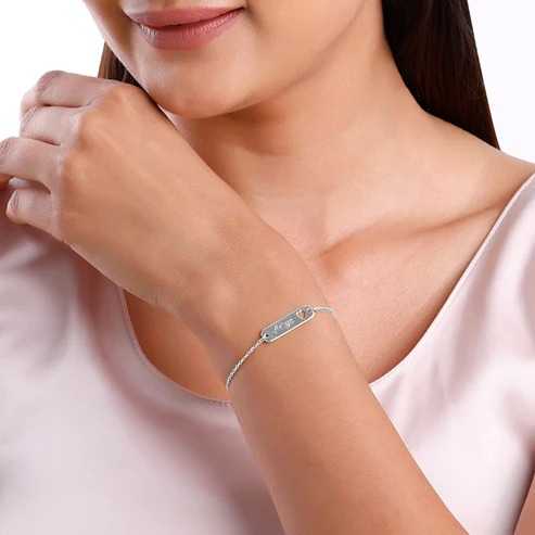 Nitya Silver Personalised Cosy Heart Bracelet