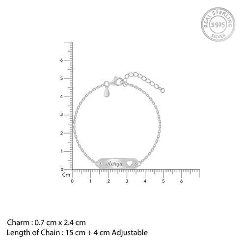 Nitya Silver Personalised Cosy Heart Bracelet