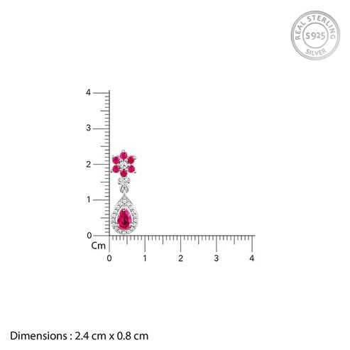 Nitya Silver Pink Flower Mini Drop Earrings 