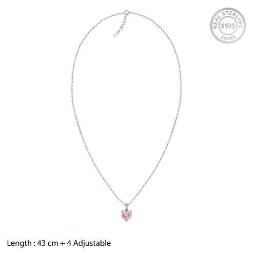 Nitya Silver Pink Heart Pendant with Link Chain