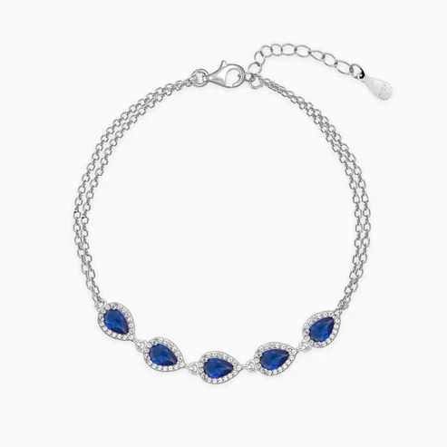 Nitya Silver Royal Blue Drop Bracelet