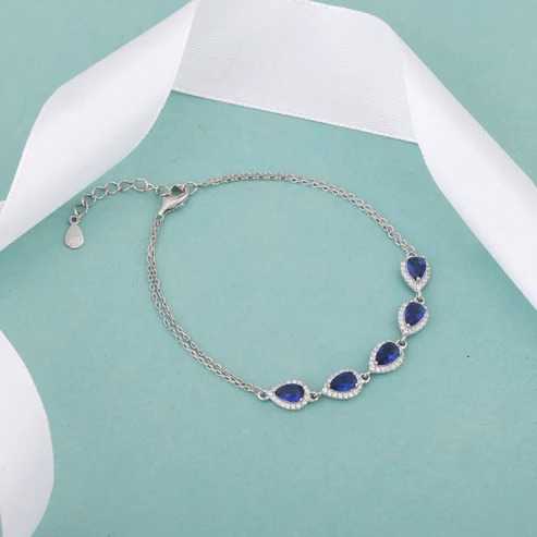 Nitya Silver Royal Blue Drop Bracelet