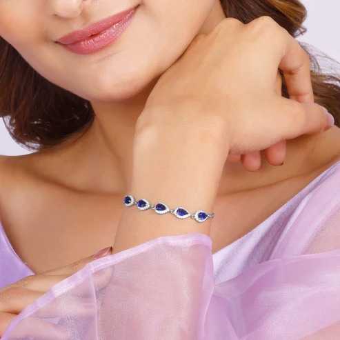 Nitya Silver Royal Blue Drop Bracelet