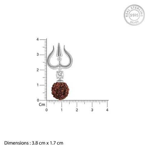 Nitya Silver Trishul And Rudraksha Pendant With Box Chain for Him