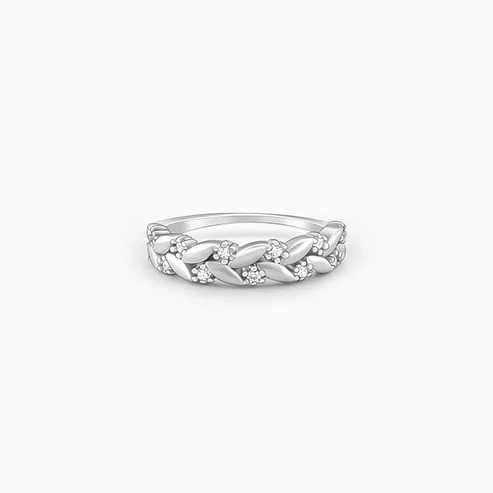 Nitya Silver Woven Leaf Ring