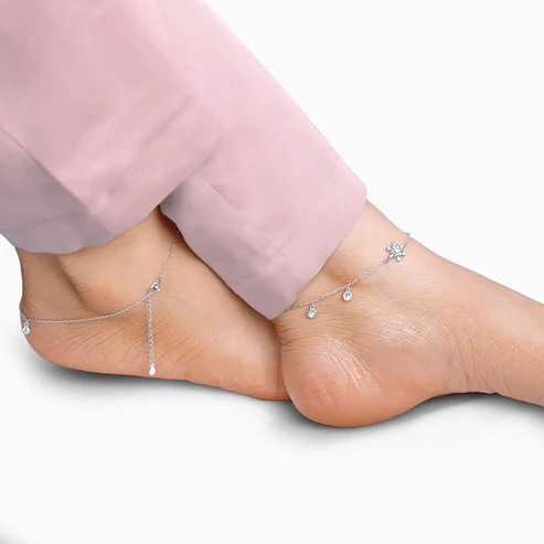 Nitya Silver Zircon Bubble Anklet