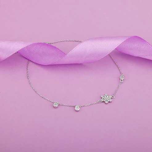 Nitya Silver Zircon Bubble Anklet